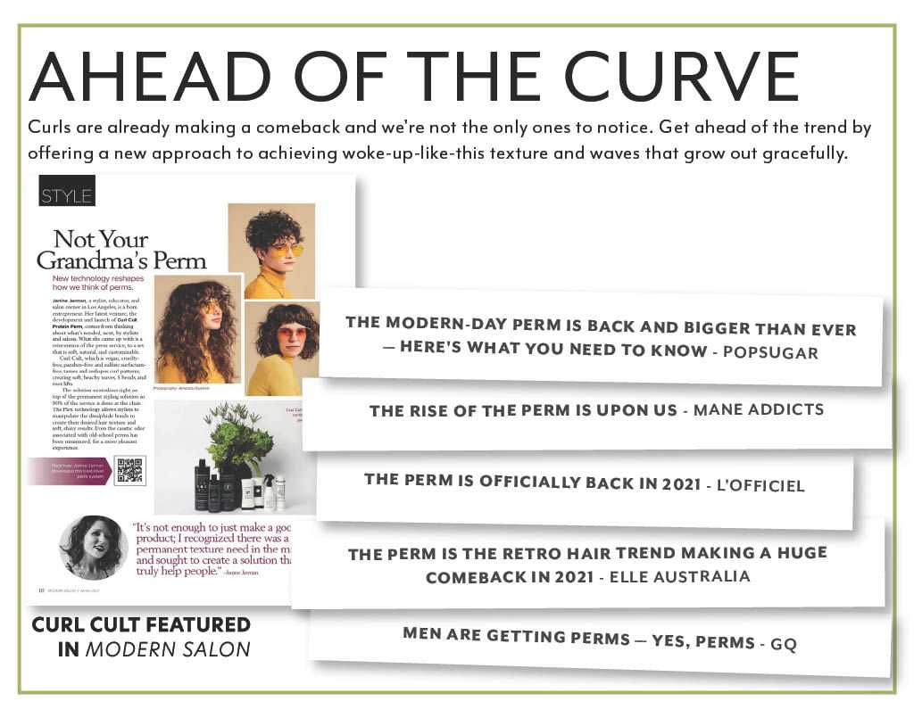 Curls making a comeback; various articles highlight the resurgence of perms in modern style.